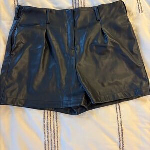 Black Leather Women's Shorts
